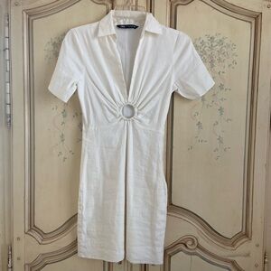 ZARA white collared dress with cutout